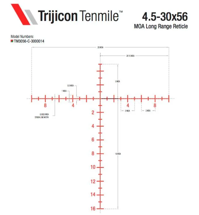 Trijicon Tenmile 4.5-30x56 Riflescope 34mm Tube Matte Black Red Green Retic - View 2