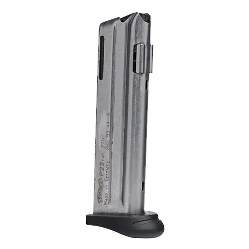 Walther P22Q 10-Round .22LR Magazine, Nickel Plated, Finger Rest Feature, Durable Steel Construction - View 2