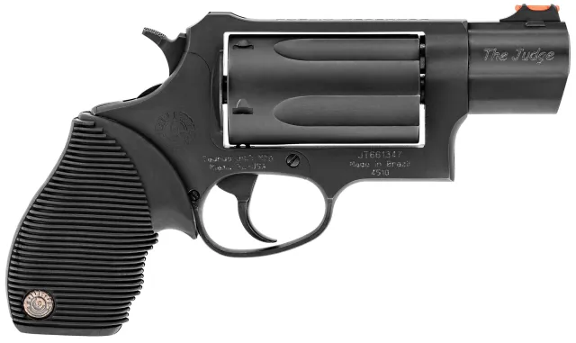 Taurus Judge Public Defender 45-410, Double Action Revolver, 2" Barrel, 5-Round Capacity, Ribber Grip, Matte Black Oxide Finish - View 2