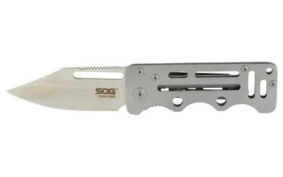 SOG SOG-EZ1-CP Cash Card 2.75" Clip Point 8Cr13MoV SS Blade Silver Handle - View 2