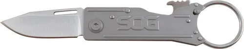 SOG KT1001-CP Keytron 1.8" Clip Point Plain Gray Satin Key Ring Knife - View 2