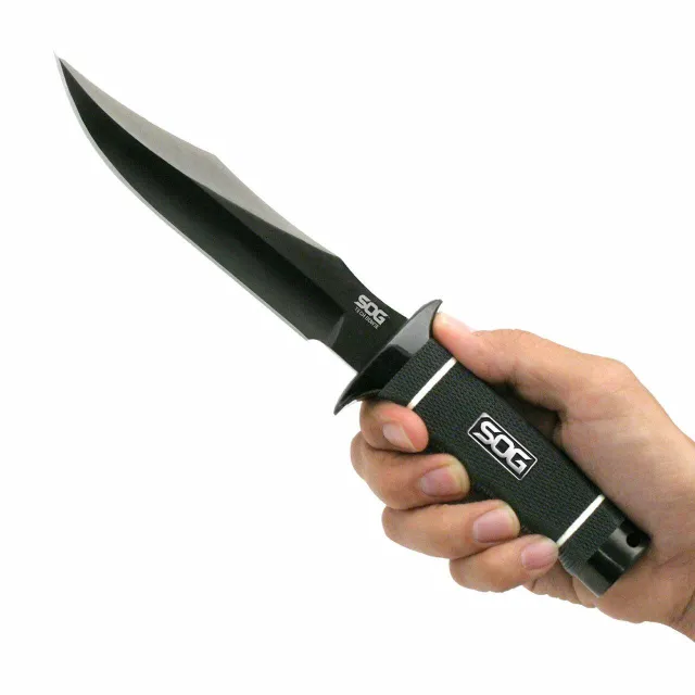 OG Tech Bowie SOGS10BK 6.4 In Fixed Blade Black TiNi AUS-8 Kraton Handle - View 2