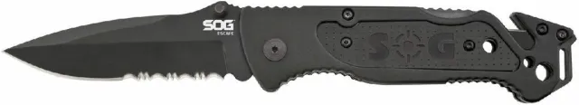 S.O.G SOGFF25CP Escape 3.40" Folding Clip Point Part Serrated Black... - View 2