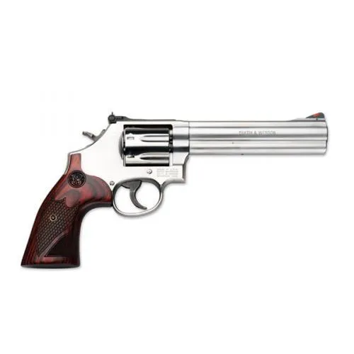 Smith & Wesson 150712 Model 686 Plus Deluxe Stainless Steel 6" Barrel, 7rd Cylinder, L-Frame, Textured Wood Grip - View 2
