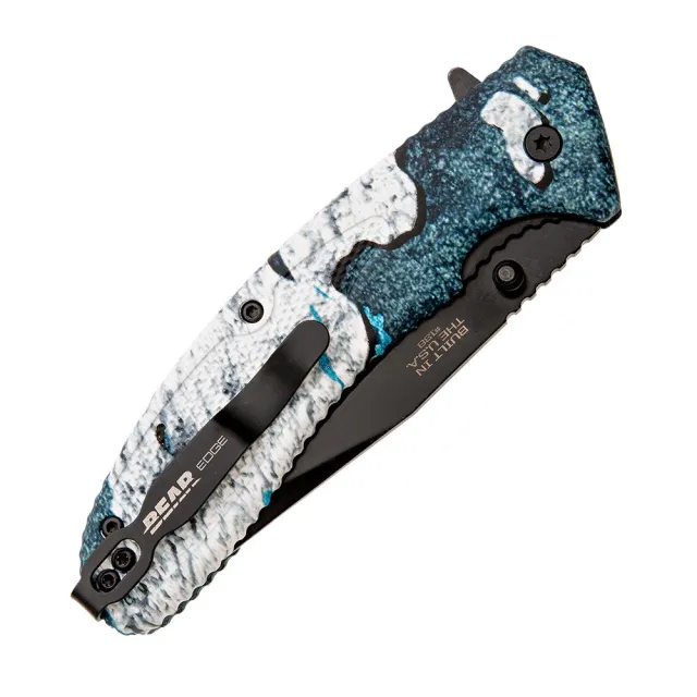 Bear & Son Sideliner Folding Knife 3-1/2 Clip Point Blade TrueTimber Rift Blue - View 2