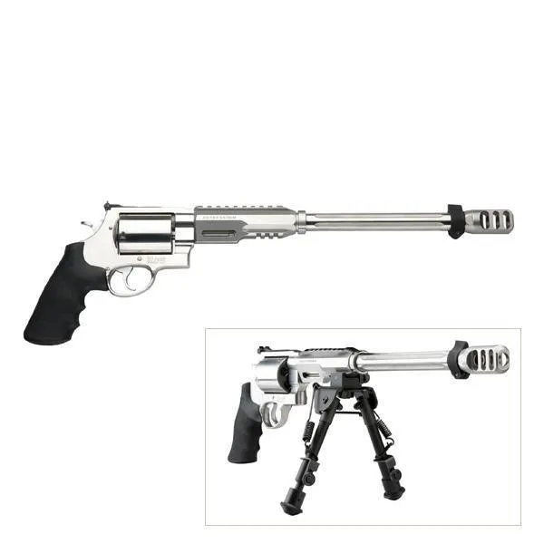 Smith & Wesson 170339 Performance Center Model 460 XVR 460 S&W Mag 5rd 14" MB Stainless Steel Barrel & Cylinder Satin Stainless Steel Frame with Black Polymer Grip Includes Bipod - View 2