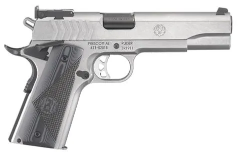 Ruger 6759 SR1911 Target 9mm Luger, 5" Bull Barrel, 9+1 Capacity, Low-Glare Stainless Steel Frame & Slide, Deluxe Checkered G10 Grip, Adjustable Target Sights - View 2