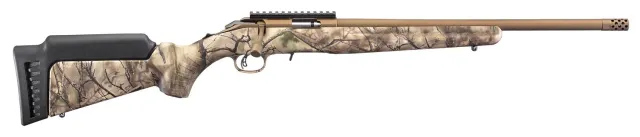Ruger 8372 American Rimfire 22 LR, 18" Threaded Barrel, Muzzle Brake, Bronze Cerakote, GoWild Camo I-M Brush Synthetic Stock, 10-Round Capacity, Adjustable Trigger, Optics Ready - View 2