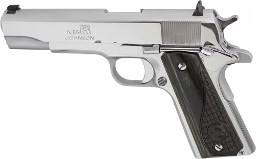 Iver Johnson 1911A1-38CHRW 38 Super 5" Chrome Black Grips 9rd Semi-Auto - View 2