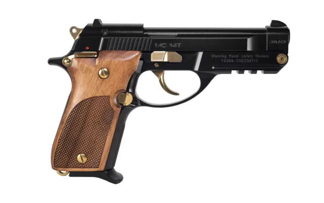 EAA Girsan MC 14T Tip-Up 380 ACP 4.5in 13rd Black Gloss/Gold Pistol 390875 - View 2