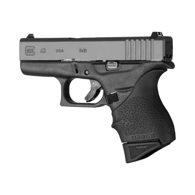 Hogue 18230 9mm Grip Ext Black Overmolded Glock 43 - View 2