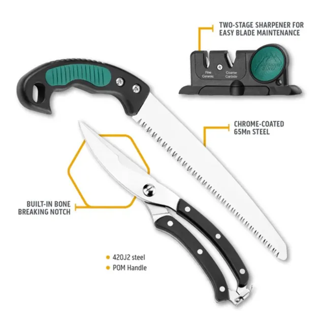 Outdoor Edge GP-11 Game Pro Kit 420J2 Steel Black TPR Handles 11-Piece Set - View 2