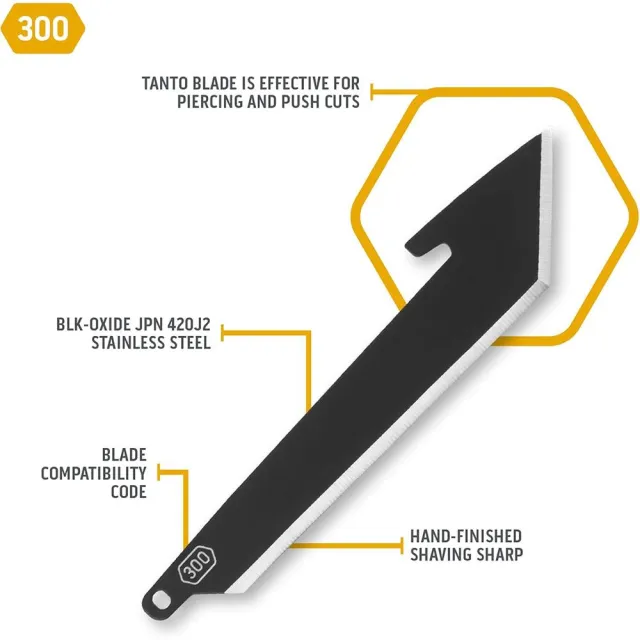 Outdoor Edge RRT30K6C 3" Tanto Plain Black Oxide 420J2 SS Blade 6 Blades - View 2