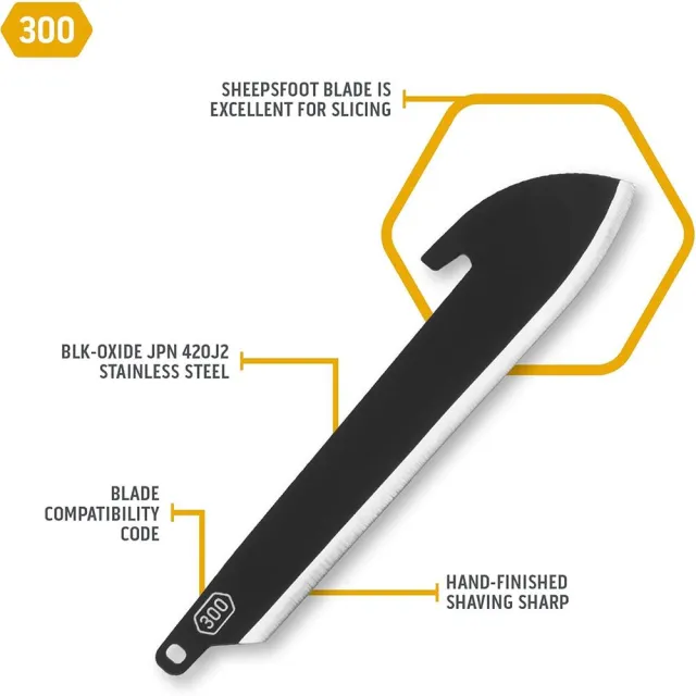 Outdoor Edge RRSF30K6C 3" Sheepsfoot Plain Black Oxide 420J2 SS Blade 6 Blades - View 2