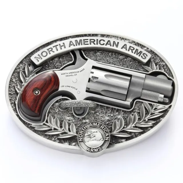 NAA Mini Revolver Belt Buckle 22LR 1.13In 1Rd Oval Ornate - View 2