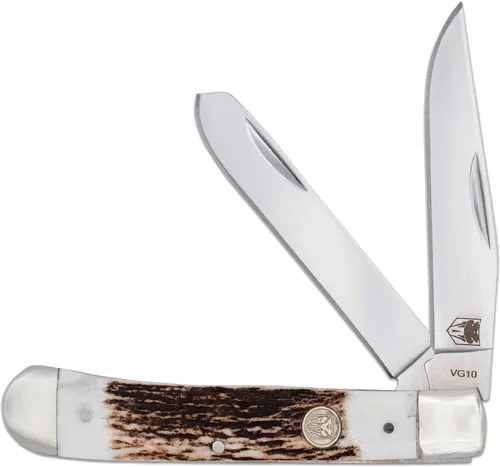 Cobratec CTTDTRPSTAG Trapper Two Blade G-10 Stag/SS Slip Joint Knife - View 2