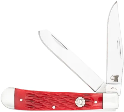 Cobratec CTTDTRPREDBN Trapper Two Blade G-10 Red/SS Slip Joint Knife - View 2