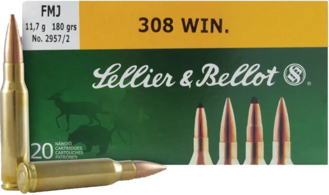 Sellier & Bellot Rifle Ammunition .308 Winchester Full Metal Jacket 180 ... - View 2