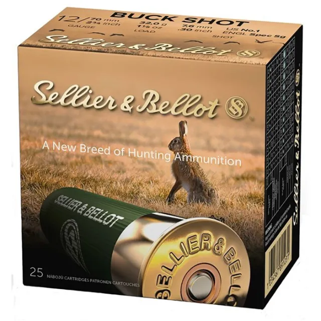 Sellier & Bellot SB12BSF Hunting 12 Gauge 2.75" 12 Pellets 1 Buck 1214 fps - View 2