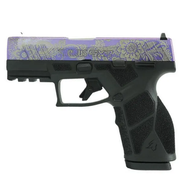 Taurus GX2 Purple Paisley Handgun 9mm Luger 13rd Magazines (2) 3.38 Barrel Black Frame/Custom Slide - View 2