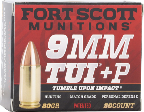 Fort Scott Munitions 9MM+P-080-SCV Tumble Upon Impact (TUI) 9mm+P 80gr... - View 2