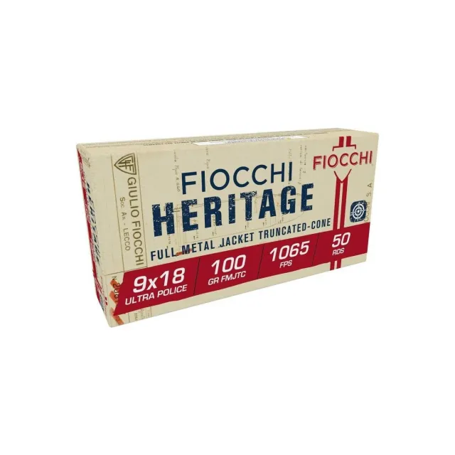 Fiocchi 9x18 Ultra 100gr FMJ Brass Ammo 50rd Box - View 2