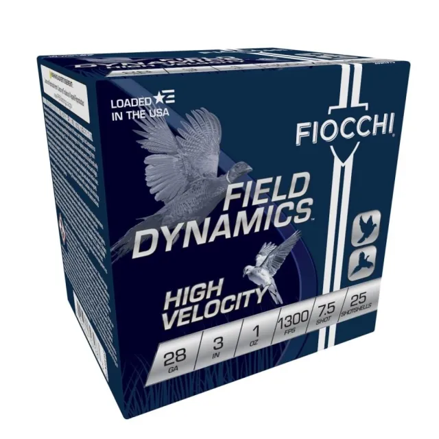 Fiocchi 283HV75 Field Dynamics High Velocity 28 Gauge 3" 1 oz 1300 fps 7.5 Shot 25 Bx/10 - View 2