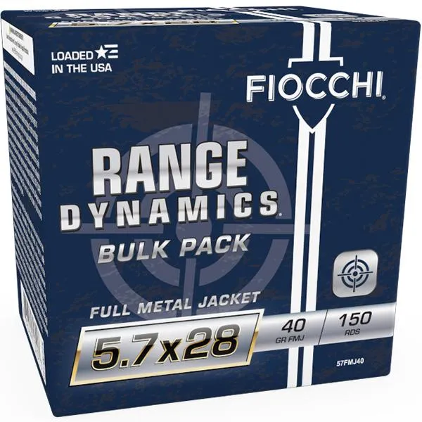 Fiocchi 57FMJ40 Range Dynamics Pistol 5.7x28mm 40gr FMJ 150rd - View 2