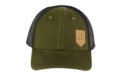 Glock AP95883 Chino Olive/Black Mesh Hat with Leather-Like Shield Patch - View 3