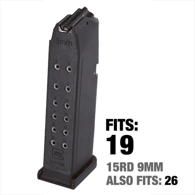 Glock OEM Magazine 9MM 15Rd Fits 19 Blac - View 2