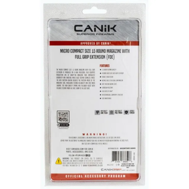 Canik MC9 15rd 9mm Luger Magazine Flat Dark Earth - View 2